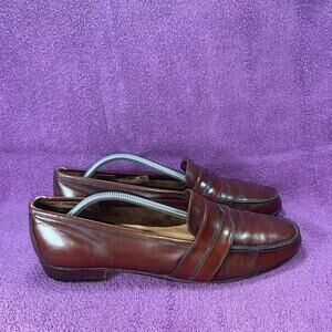 Salvatore Ferragamo Dress Shoes Penny Loafers Slip On Red Leather Men’s Size 9